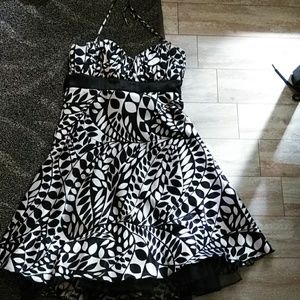 Black and white dress with mesh under skirt